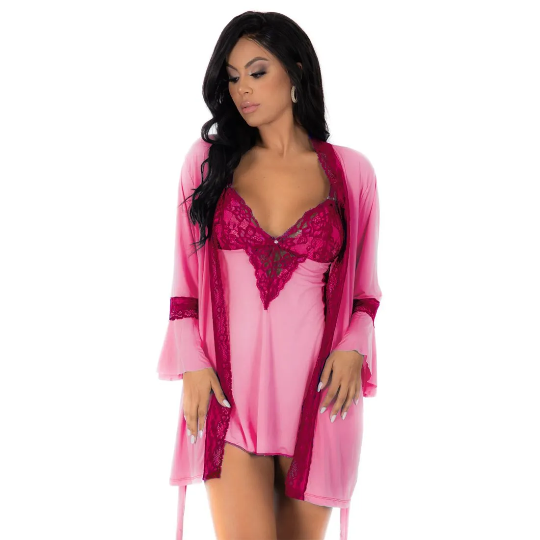 Conjunto Manu Camisola e Robe Plus Size Pimenta Sexy